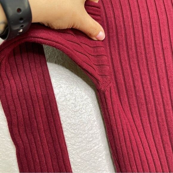 Seek The Label Dress Small Mini Burgundy Mock Turtle Long Sleeve Ribbed Bodycon - Picture 5 of 10